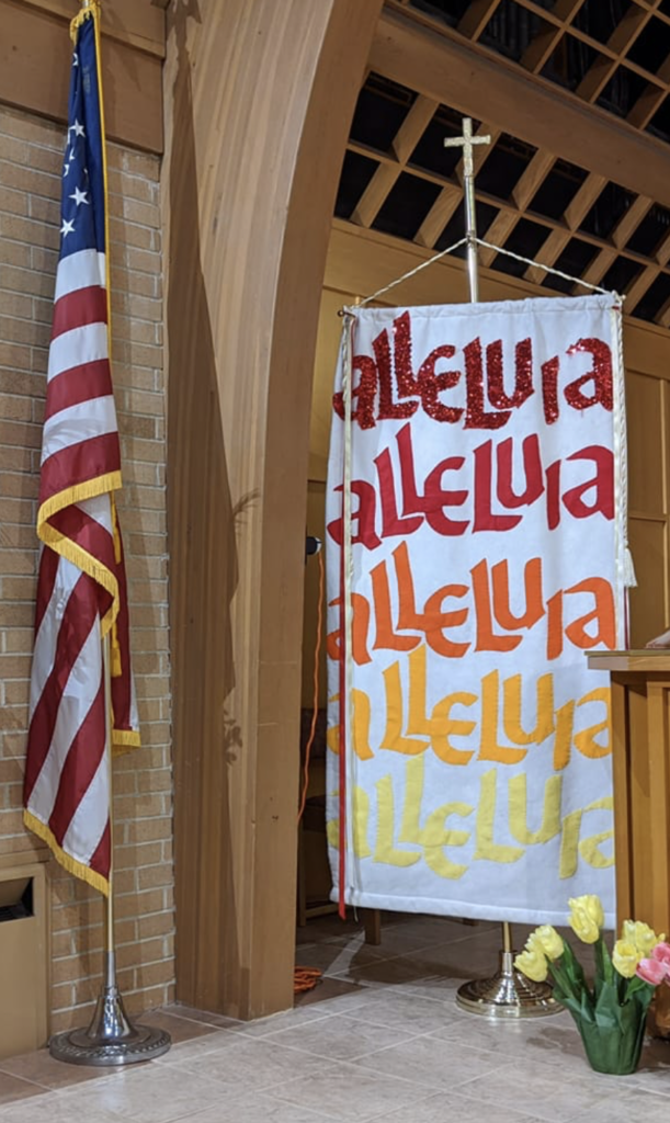Alleluia banner in church